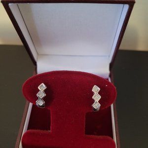 14K White Gold Diamond Pave Earrings